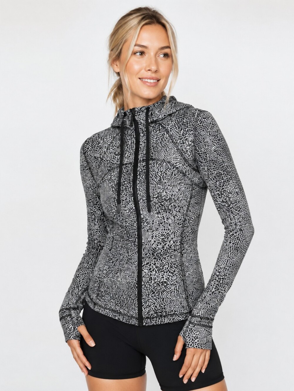 â¤ď¸ LULULEMON DEFINE HOODED JACKET NULU IN POLAR SHIFT INVERSE ALPINE WHITE BLACK - Picture 2 of 14